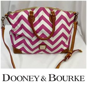 Dooney & Bourke Pink & White Chevron Satchel